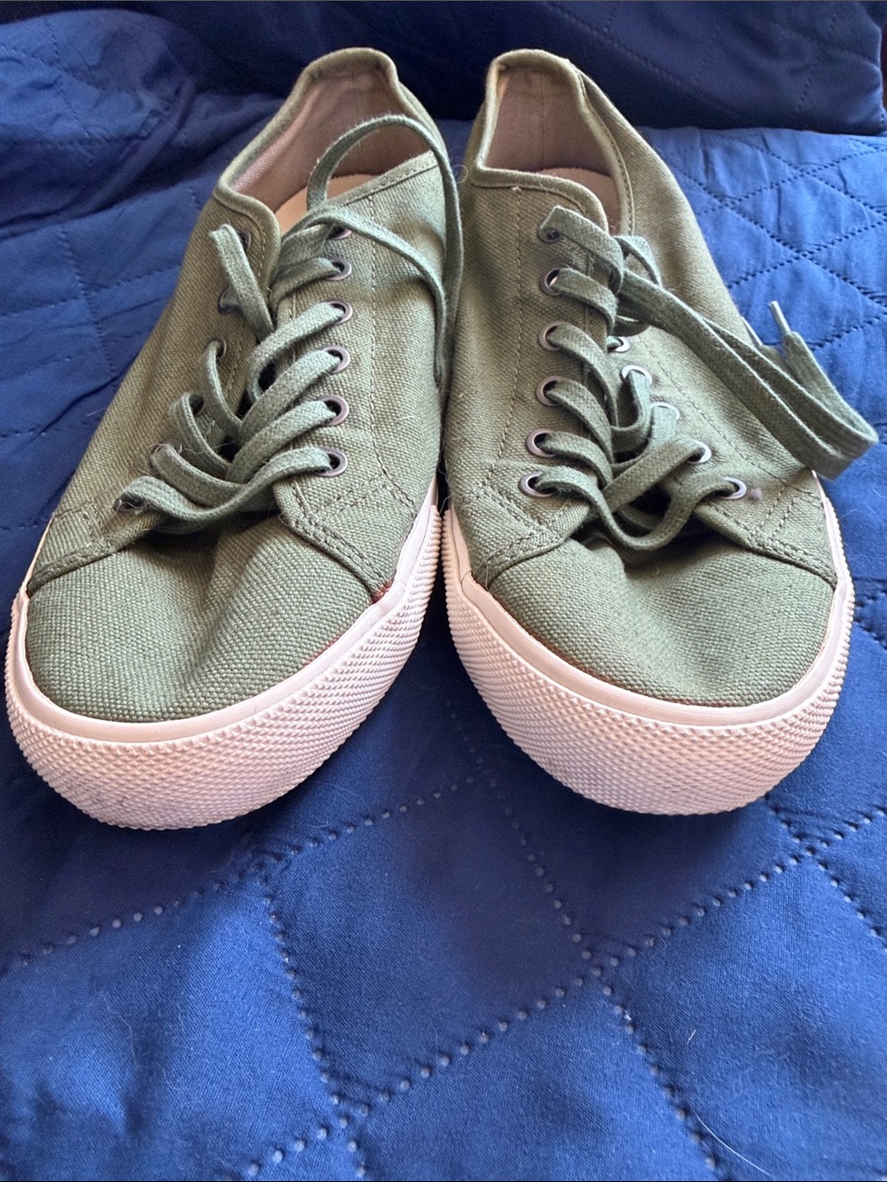 SeaVees Olive Canvas Low-Top Sneakers with White Trim - Picture 6 of 8